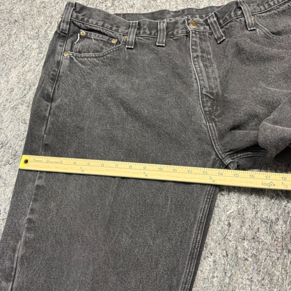 Carhartt Relaxed Fit‎ Straight Leg Black Denim Jeans Mens 44x30 Faded Workwear